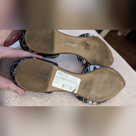 Report Jezzica Black and White Print D'Orsay Pointed Flats size 10 - Picture 2 of 8